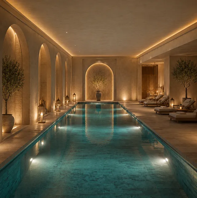 Swimming pool with integrated lighting