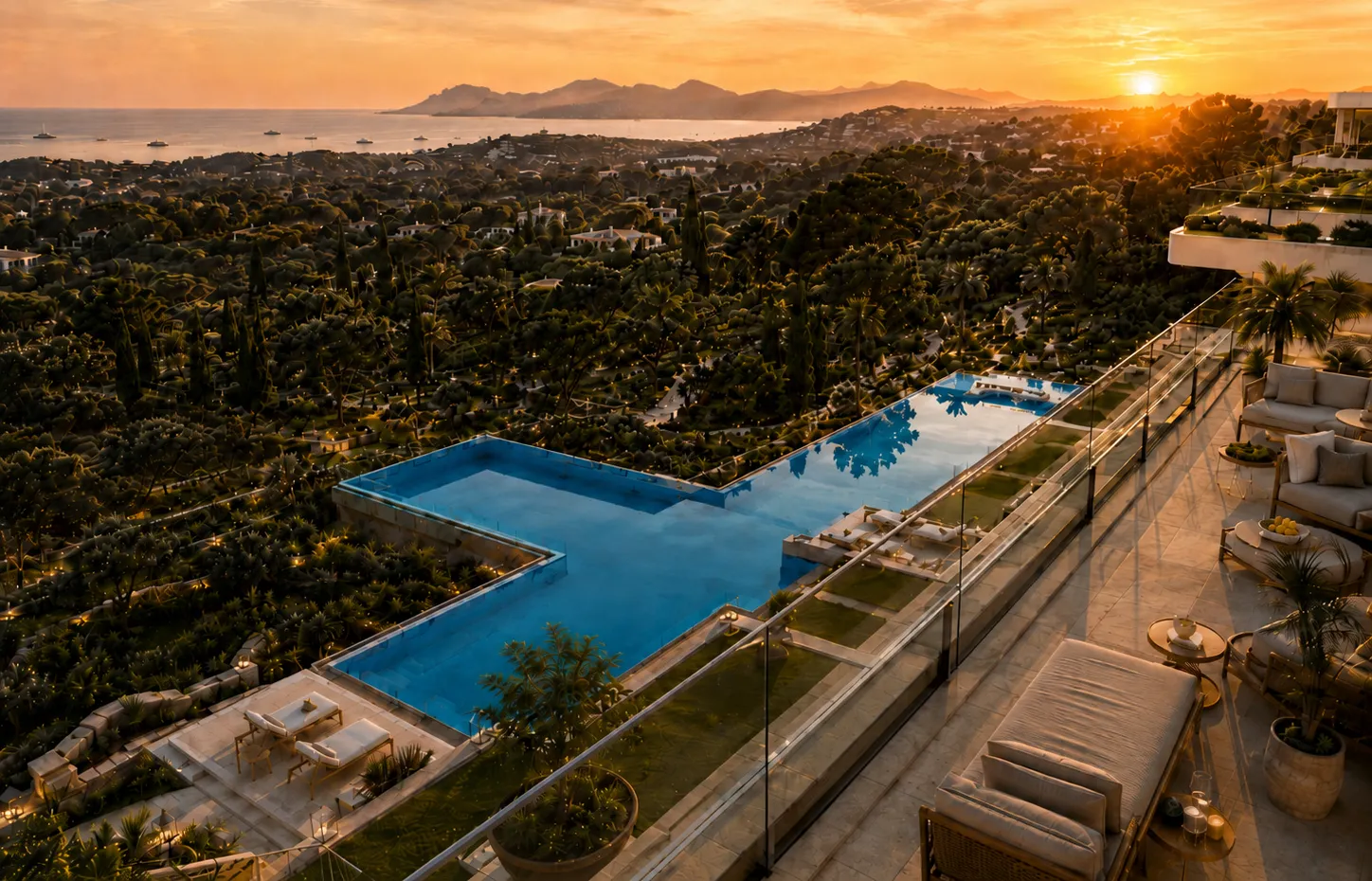 Outdoor swimming pool in modern villa